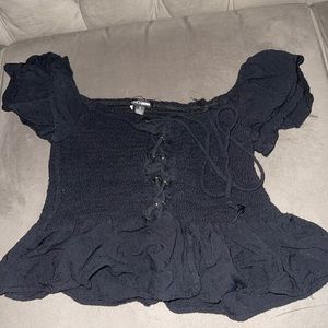 Small black fashion nova lace up blouse